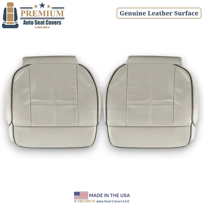 Cubiertas de asiento inferiores de cuero genuino para Lincoln Mark LT 2006-2008 color tostado/pipa negra Foto 1 de 4