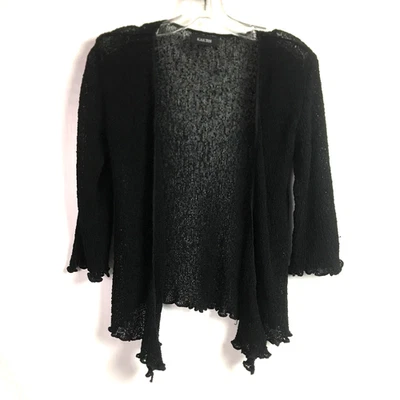Kaktus Womens One Size Cardigan Black Open Knit 3/4 Slv Open Front Sweater - Image 1 of 4