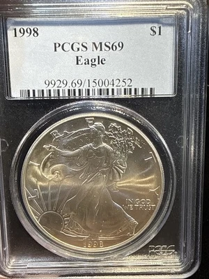 1998 $1 Silver American Eagle MS 69 PCGS - Image 1 of 4