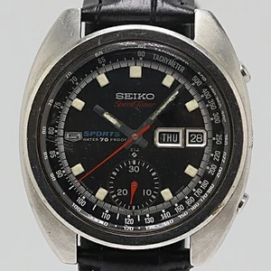 Seiko Speed Timer 6139-6010 Automatic Black Dial Vintage Used Good Condition Fr - Picture 1 of 4