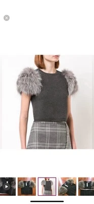 Nuevo con etiquetas Suéter Corto Alice + Olivia Gris Manga Piel Pequeño Foto 1 de 4