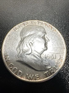 1951 FINE / VF SILVER FRANKLIN HALF DOLLAR - Picture 1 of 3