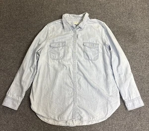 Talbots Women's XL Light Blue Denim Button Down Long Sleeve Two Pocket Shirt - Picture 1 of 6