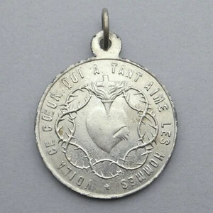 Französischer, religiöser Anhänger. Margaret Mary Alacoque, Herz-Jesu, Dornenkrone - Bild 1 von 4