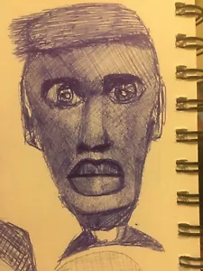 Tommy Shelby Peaky Blinders Pen Biro Blue Original One Off Drawing Sketch - Picture 1 of 2
