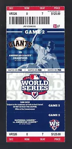 2012 WORLD SERIES TIGERS @ SAN FRANCISCO GIANTS FULL BASEBALL TICKET GAME #2 - Picture 1 of 1