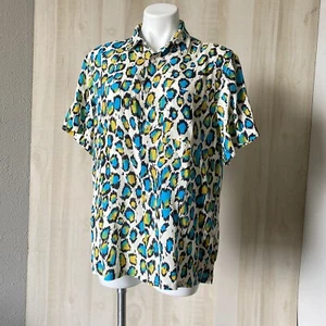 R13 Button Down Multi Colorful Leopard Tony Shirt Large Unisex - Picture 1 of 14