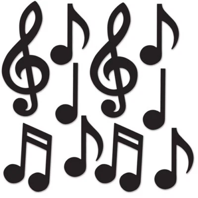 Mini Musical Notes Silhouette Cutouts 10 Pack 5.5" to 10" Paper Music Decoration - Image 1 of 2