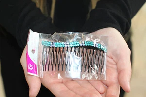 Haarzubehör Kammclips für Frauen Strass Schmuck Kopfbedeckung blaugrün Kristall - Bild 1 von 8