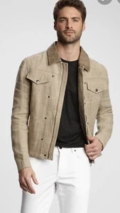 John Varvatos Collection Linen Jacket With Leather Collar. 54, US 44. $1195 - Picture 1 of 11