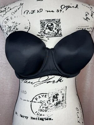 Cacique Strapless Bra 40C Underwire Lined Black Plus Size Sexy - Image 1 of 4