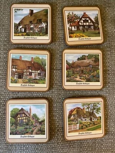 Pimpernel English Cottages De Luxe Set 6 Coasters Boxed Thatched England - Picture 1 of 9