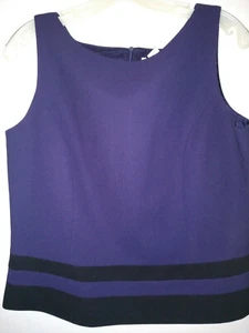 CASUAL CORNER DEEP PURPLE AND BLACK SHORT SLEEVE SHELL SIZE 10 - Picture 1 of 3