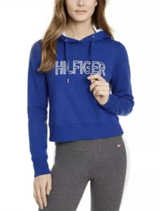 Tommy Hilfiger Sport Logo Cropped Hoddie Blue Women’s Sz M MSRP $69.00 NEW. - Bild 1 von 4