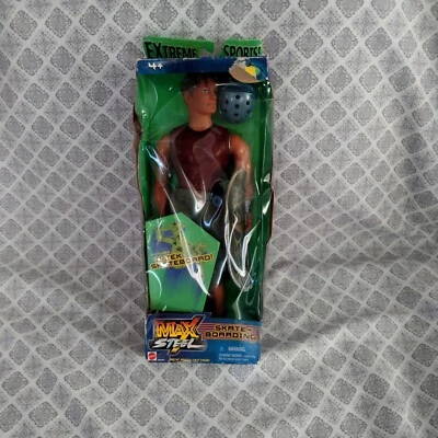 Boneco de ação vintage Max Steel 12" skate-boarding lacrado de fábrica 2000 - Imagem 1 de 4