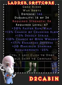 Diablo 2 SC💥Ladder💥Gore Rider Boots💥PC/SWITCH/PS - Picture 1 of 1