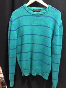 Vintage Eddie Bauer Green Blue Stripped Pattern Cotton Women’s Large - Picture 1 of 3