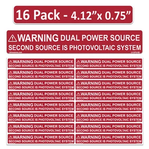 Warning Dual Power Source PV System Outdoor Laminated Labels Sticker 596-00231 - Picture 1 of 6