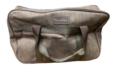 Bolso de hombro de viaje vintage años 70 Oscar de la Renta caqui tweed para hombre Foto 1 de 4