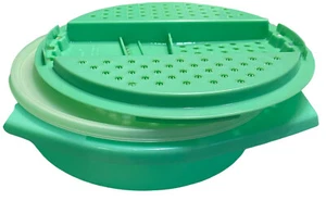 Juego de 3 piezas trituradora, cuenco y tapa verde vintage tupperware - Imagen 1 de 4
