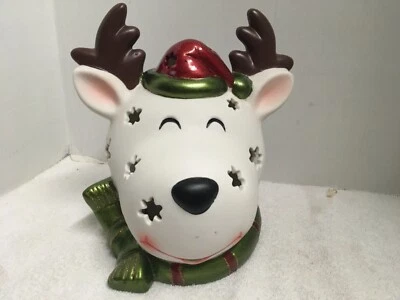 QVC家庭反射圣诞驯鹿无焰LED蜡烛灯带计时器 — 第 1/4 张图片