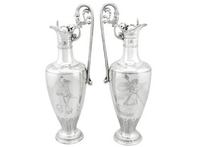 Victorian Pair of Sterling Silver Claret Jugs by Elkington & Co - 1850-1899 Foto 1 de 4