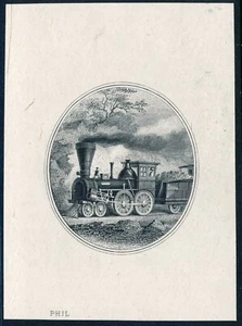 US Vignette die proof on india paper, Locomotive, 1850s - Picture 1 of 4