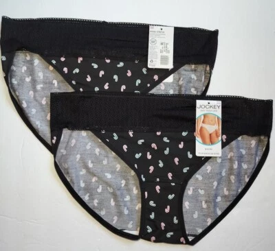 Jockey Soft Touch Lace Modal Stretch Bikini Panty 3211 Candy Cane 6/M Set 2 NWT - Image 1 of 3