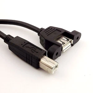 5x USB 2.0 A Female Panel Mount Socket to USB 2.0 B Male Printer Cable Cord 1FT - Picture 1 of 5