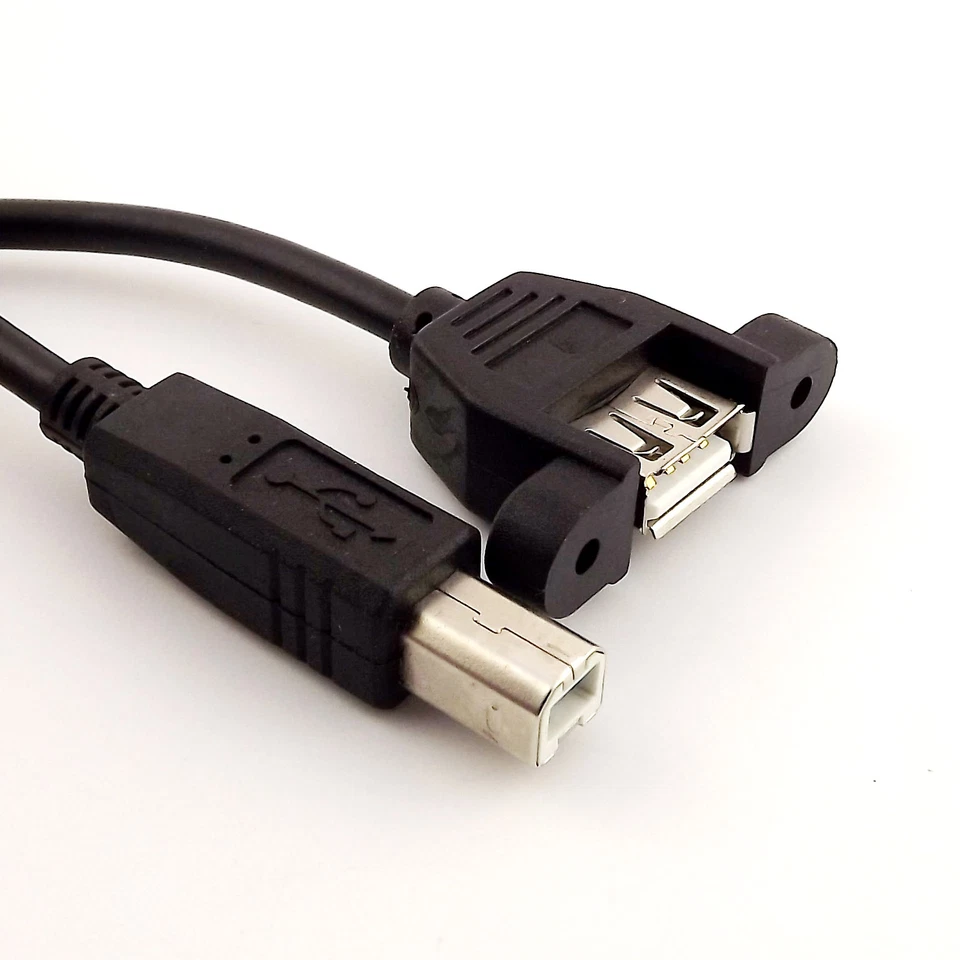 5x USB 2.0 A Female Panel Mount Socket to USB 2.0 B Male Printer Cable Cord 1FT - Image 1 of 4