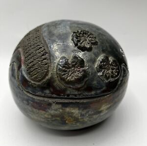 Raku Studio Art Pottery 5" Covered Bowl. Iridescent Glaze Signed by Artist