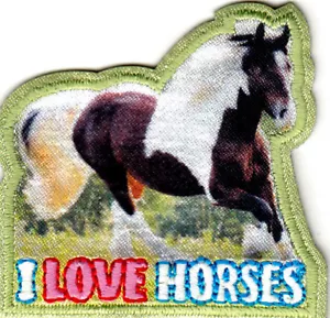 I LOVE HORSES Iron On Printed Patch Western Southwest Farm - Picture 1 of 1