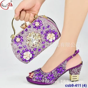 Sandals Shoes And Bag Set Designer African Italian Party Shoes With Matching Bag - Picture 1 of 16