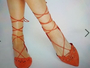 ALDO Harmony Peach Laser Cut lace up pump flat shoes size uk 8 EU 41 - Picture 1 of 8
