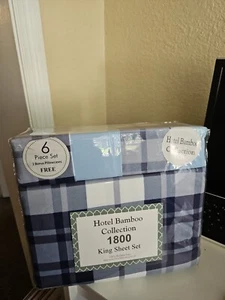 Hotel Bamboo Collection Sheet Set King 6 pcs Navy - Picture 1 of 8