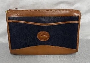 Vintage Dooney & Bourke AWL Classic Crossbody Bag Navy Pebble Leather NO STRAP - Picture 1 of 17