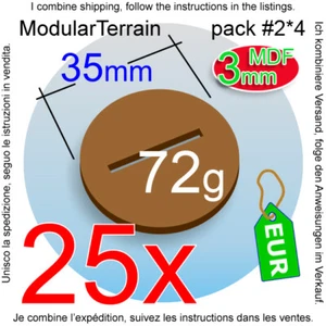 25x Slotted Slotta 3mm MDF 35mm Round Base Ranura Socle Rond War Hammer 40k - Imagen 1 de 8