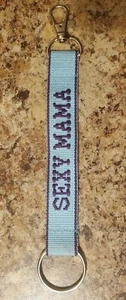 The Name People SEXY MAMA Blue & Purple Sewn In Nylon Key Strap Keychain NWOT  - Picture 1 of 7