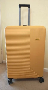 TRAVELLERS CHOICE LUGGAGE Yellow 8 Wheel Spinner HARDShell SUITCASE Expand 74cm - Picture 1 of 8