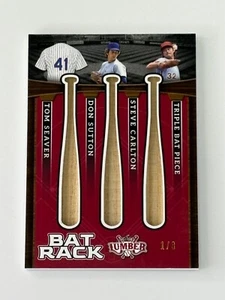 2024 LEAF LUMBER BAT CARD 1/3 TOM SEAVE STEVE CARLTON DON SUTTON - Picture 1 of 2