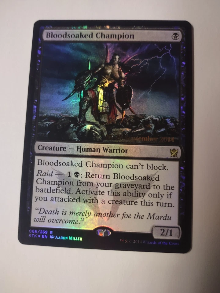 MTG Bloodsoaked Champion FOIL Khans Of Tarkir Promo 2014 Date on Card - Image 1 of 3