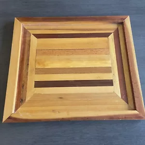 VTG 1990’s Rare Wood Inlay Tray Handcrafted Decor With Guide Key On Back - Picture 1 of 6