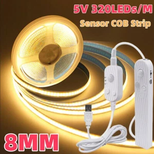 5V Battery Powered COB LED Strip Light PIR Montion Sensor Flexible led Tape Lamp - Picture 1 of 23