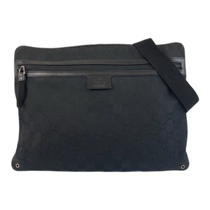 GUCCI 90476 Borsa a Tracolla Borsa Messenger Unisex Nero ArgentoHardware GG Tela - Foto 1 di 10