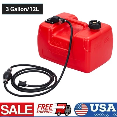 12L/3 Gallon Boat Fuel Tank Plastic Marine Outboard Boat Gas Tank with Hose - Image 1 of 4