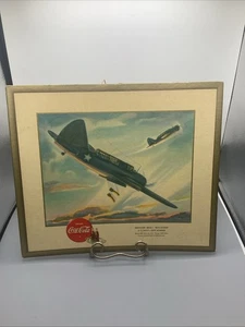 Original 1943 Coca-Cola WW 2 Brewster SB2A-1 Navy Dive Bomber Advertising Sign - Picture 1 of 8