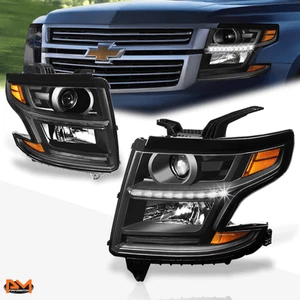 Faro proyector OE negro/ámbar para Chevy Suburban/Tahoe 15-20 con par LED DRL - Imagen 1 de 6