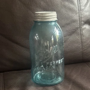 Vintage Ball Perfect Mason 2 Quart EINMACHGLAS blau/grün - 9,5" Zinkdeckel - Bild 1 von 11