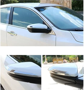 2x Silver Chrome Side Mirror Cap Strip Overlay Cover Fits 16-21 Civic 10th - Foto 1 di 9