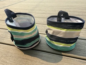 Thirty-One Oh-Snap Bin Aufbewahrung 6" rund Meer Streifen blau grün Set Menge 2 sauber - Bild 1 von 7